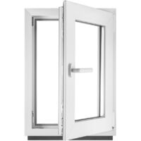 BauPLAZA - Ventana PVC ANCHO x ALTO 1000 x 1200 mm 100 x 120 cm Derecha BLANCA Vidrio Transparente - doble cristal OSCILOBATIENTE