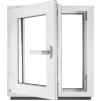 BauPLAZA - Ventana PVC ANCHO x ALTO 1000 x 1000 mm 100 x 100 cm Izquierda BLANCA Vidrio Transparente - doble cristal OSCILOBATIENTE
