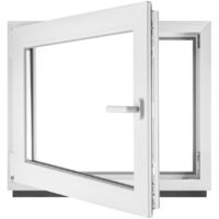 BauPLAZA - Ventana PVC ANCHO x ALTO 850 x 500 mm 85 x 50 cm Izquierda BLANCA Vidrio Transparente - Triple cristal OSCILOBATIENTE