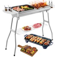 Barbecue à charbon portable, grille pliable en acier pour camping