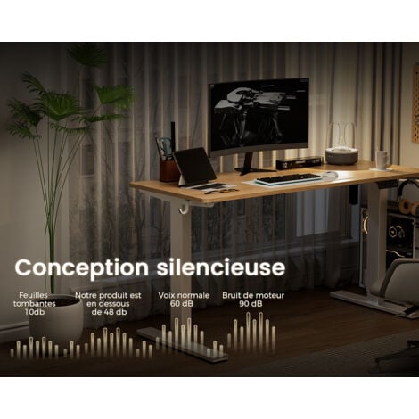 FEZIBO Bureau Assis Debout Électrique Avec 2 Tiroirs - 160*60 Cm Bureau