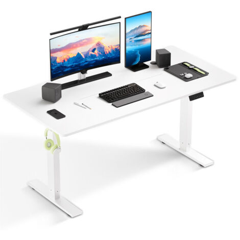 Homavo – Bureau assis debout réglable 60 x 140 cm – Hauteur 70-117 cm – Moteur silencieux – Capacité 70 kg – Plateau démontable