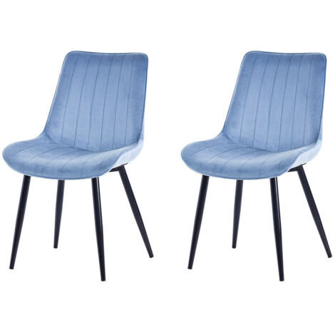 Chaises salle à manger bleu velours 53x88 cm set de 2 HOMAVO (1/5)