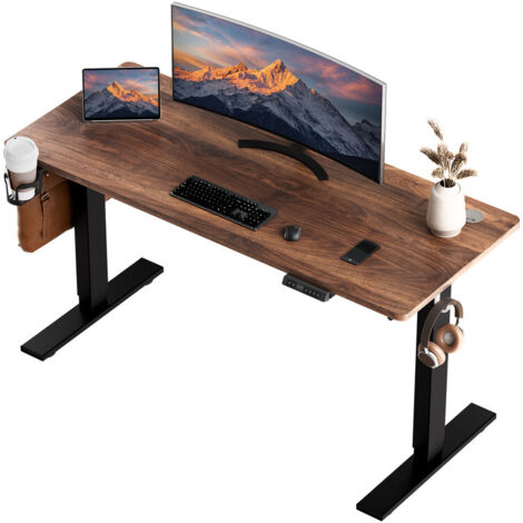 HOMAVO Bureau 60x120cm Assis Debout Électrique , Fonction mémoire et anti-collision, Ports de charge rapide USB-A et Type C,Hauteur réglable (70-119CM)