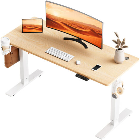 Homavo – Bureau assis debout réglable en hauteur électriquement 60x120 cm – Fonction mémoire – Ports USB-A et Type-C – Capacité 75 kg - Bureau60x120cm