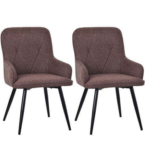 Chaises salle à manger avec accoudoirs marron vintage 57x87 cm set de 2 HOMAVO (1/5)
