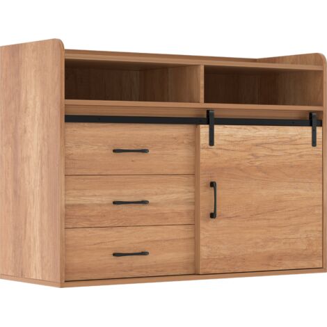 Buffet HOMAVO 3 tiroirs 120 cm déco bois HG1-S