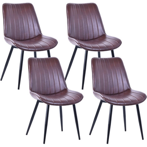 Chaises salle à manger brun Similicuir 53x88 cm set de 4 HOMAVO (1/5)