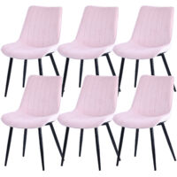 Chaises salle à manger rose velours 53x88 cm set de 6 HOMAVO