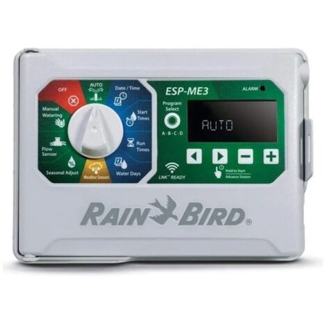 Rain Bird – Programmateur arrosage 4 stations – Alimentation 230V – Pression nominale 0-200% – Compatible module Wi-Fi LNK et capteur de pluie WR2