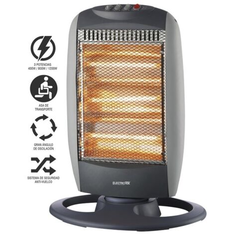 Chauffage halogène ET-EH1206 - 3 réglages de température et oscillation Offre exclusive (1/2)