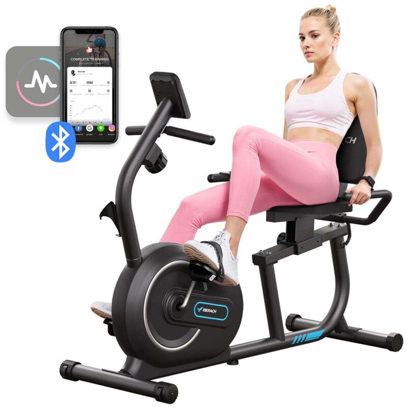 HOMCOM Vélo d'appartement semi-allongé magnétique écran LCD