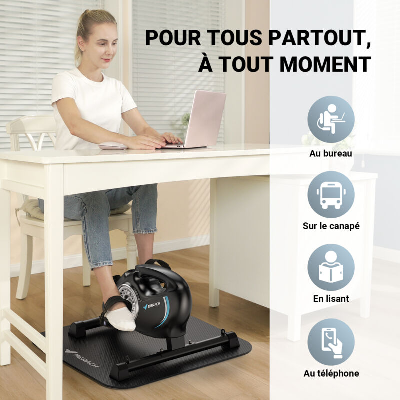 Jocca Pédalier D’appartement 4 En 1 – Mini Vélo Sous Bureau Ou Assis, écran LCD, Résistance Réglable, Compact