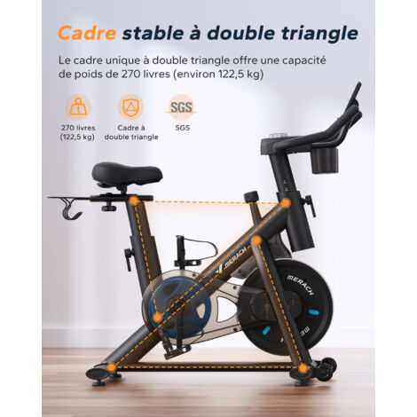 Yaheetech Vélo D'Appartement Silencieux - Résistance Réglable, Écran LCD, Selle Ajustable, Support Téléphone - 110 Kg Max