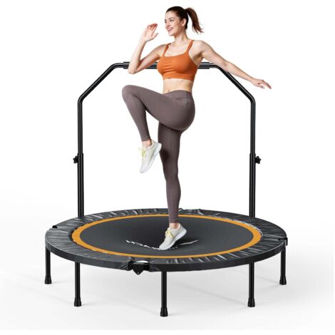 Trampoline Fitness GOPLUS Pliable 101 Cm – Poignée Réglable (97-121 Cm), Charge 150 Kg – Pour Adultes Et Enfants, à La Maison Ou Dehors !
