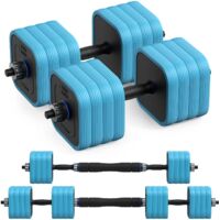 Haltères réglables 40 kg 4 en 1, Tige ergonomique, sécurité renforcée, silencieux, parfait pour entraînement intensif, MERACH