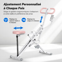 Appareil de Fitness MERACH, Type Équitation, Résistance Réglable, Écran LCD, Charge 160kg, Pliable, Pour Abdos/Jambes