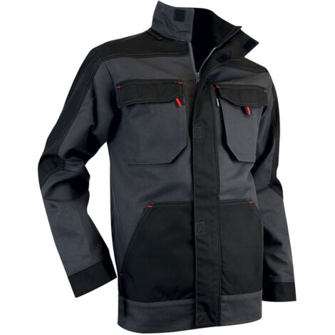 LMA – Blouson de travail bicolore gris nuit/noir XL – Coton et polyester avec empiècements oxford 900D – Col montant – Ajustable et imperméable