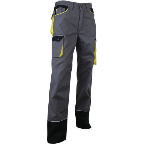 LMA – Pantalon de travail taille 48 tricolore multipoches – Zero métal pour sécurité – Empiècements rétro-réfléchissants pour visibilité