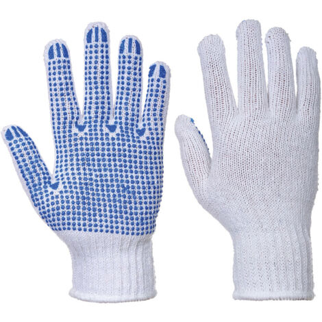 Guanti Fortis in maglia punteggiati Portwest in PVC Bianco / Blu 10