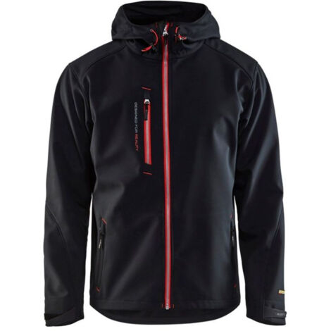 Giacca da lavoro softshell con cappuccio 4949 - Nero/Rosso L