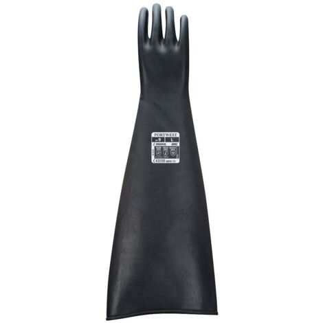 Guanto in gomma chimica in lattice pesante 60 cm Portwest Nero 10