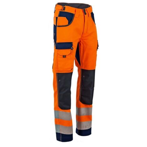 Pantaloni HV con tasche porta ginocchiere in Oxford LMA POLARIZZAZIONE Arancione fluorescente 64