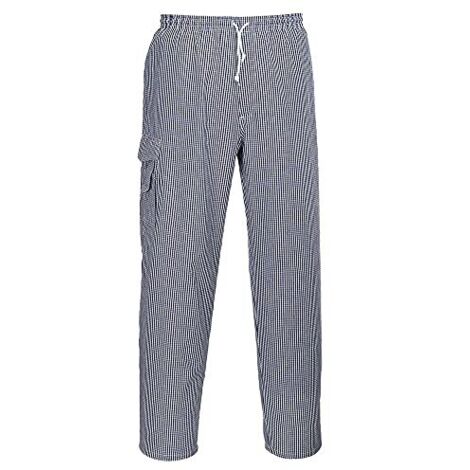 Pantaloni da cucina Portwest Chester 100% cotone Bianco / Blu XXL (1/4)