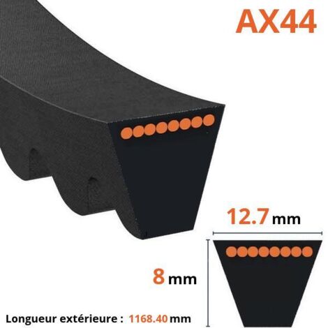 Courroie crantée trapézoïdale pour transmission voiture – Matériau résistant – Longueur 1000mm – AX44 – Mitsuboshi
