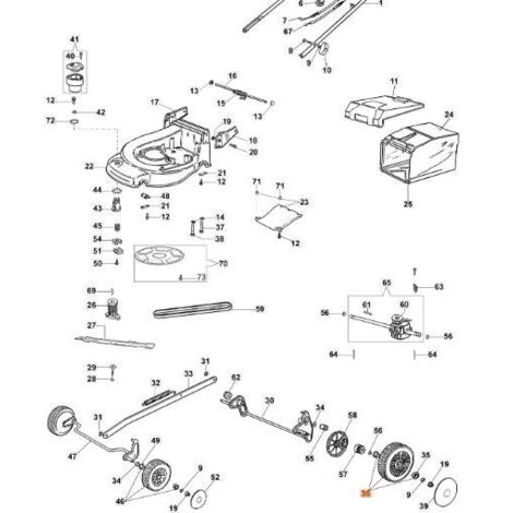 Oleo Mac – Roue arrière pour tondeuse – Diamètre 209 mm – Épaisseur 50 mm – Montage gauche/droite – Compatible MAX48 TK et TBS