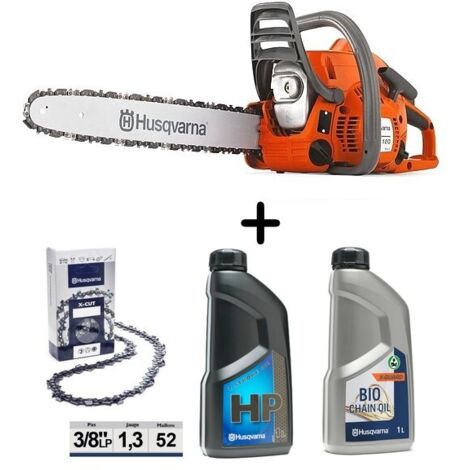 Husqvarna – Tronçonneuse thermique 35 cm – Puissance 1.4kW – Cylindrée 38.2 cm³ – Moteur X-Torq® pour faible consommation – Technologie LowVib®