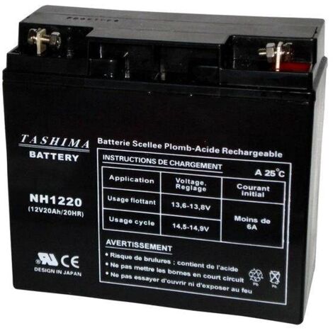 Batterie universelle 12V 20Ah pour tondeuse autoportée – Technologie gel/AGM étanche – Démarrage rapide et efficace – Tashima - NH1220