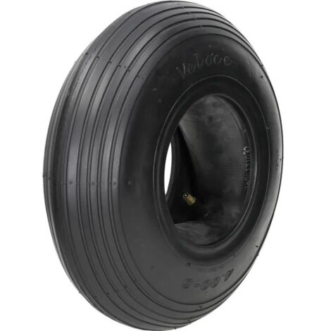 Pneu brouette 400x6 avec chambre à air – Valve droite pour installation rapide – Plis 4 pour performance optimale – Usage intensif