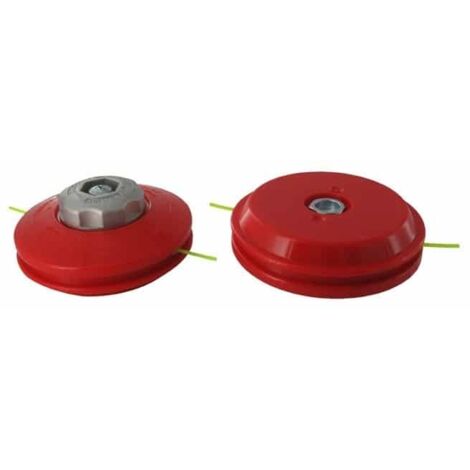 Tête de débroussailleuse à fils 2.4 mm – Modèle pro avec bouton métal – Déroulement manuel – Adaptateur 10 X 1.25 femelle gauche