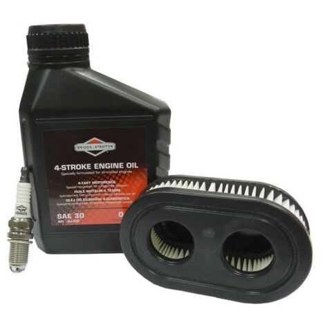 Briggs & Stratton – Kit entretien moteur 550E 575EX – Filtre à air et bougie d'origine – Huile 0.60L pour moteurs Briggs et Stratton