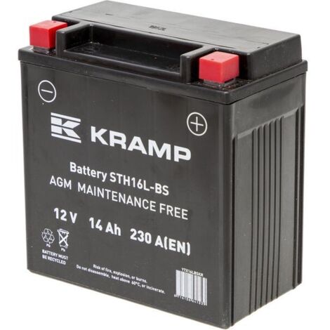 Batterie sèche 12V 14Ah pour tracteur tondeuse autoportée – Capacité de démarrage élevée – Longueur 150mm – YTX16LBSKR (1/2)