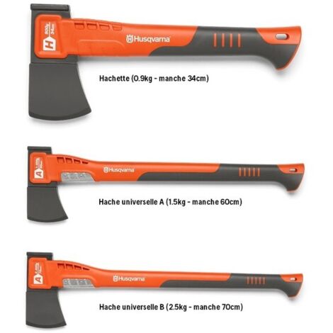 Husqvarna – Hâchette fibre de verre 1.5kg – Manche 60cm – Tête anti-corrosion avec fonction marteau – Pour bois dur et teck