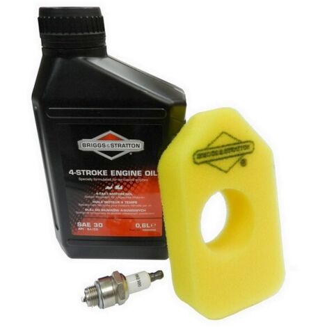Kit entretien moteur tondeuse Classic Sprint Quattro 450 550 – Filtre à air, bougie RJ19LM, huile 0.60l – Pour moteurs Briggs & Stratton