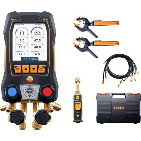 Testo 558s - Manifold numerique avec sondes sans fil de temperature et de vide et 4 flexibles