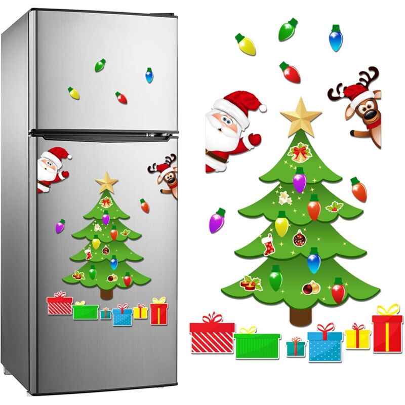 Autocollants Magnétiques Noël 2025 - Arbre De Noël Pour Frigo, Décorations Repositionnables - Lot D'aimants Festifs