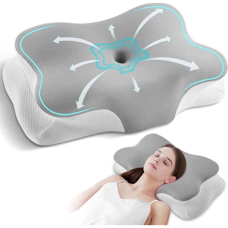 Oreiller Ergonomique Cervical Oreiller Ergonomique Oreiller Cervical Orthopedique Memoire Forme Oreiller Pour Douloureuses Cervicales, Anti-Ronflement Oreiller Cervicales Coussin Oreiller Tempur