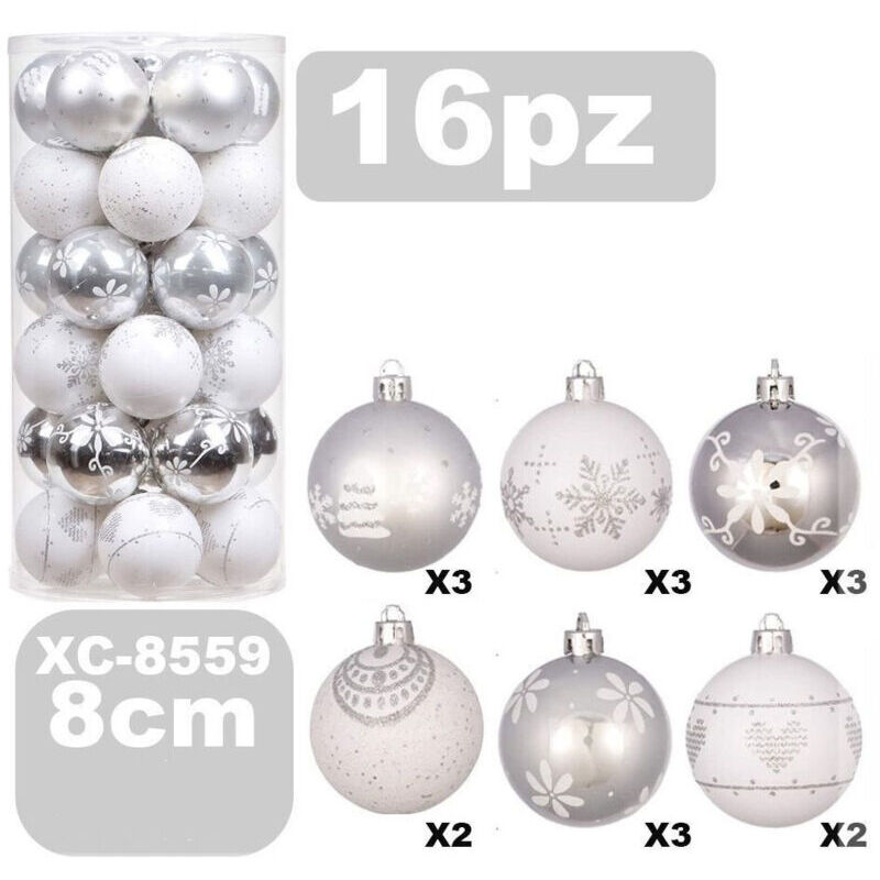 Vtizikl Set 16 Palline Natalizie Decorazioni 8 Cm Addobbi Per Albero Di Natale Xc 8559 90646118