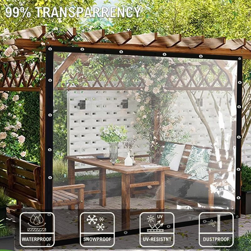 Bâche Transparente Avec Oeillets 2x1 M. Bâche De Protection Imperméable 380g/m² Pvc - Accessoire