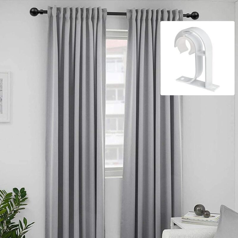 Vtizikl 4 pezzi supporto per asta per tenda da soffitto, supporto per asta per tenda da parete in lega di alluminio, adatto per asta con diametro 26-32 mm - 4