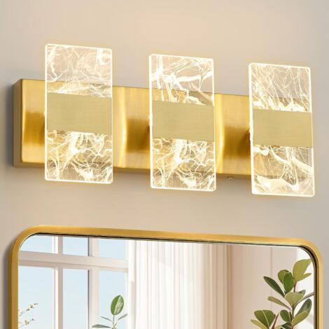 Luminaires de salle de bain LED modernes, 3 lampes dorées, éclairage réglable 5CCT, éclairage de salle de bain au-dessus du miroir, éclairage de salle de bain LED en acrylique fumé