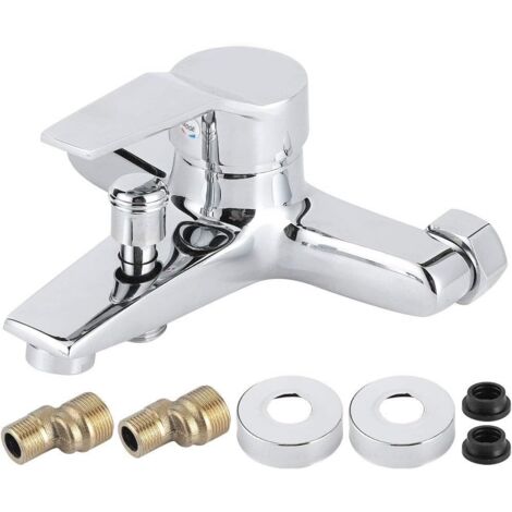 Robinet de douche mural en cuivre avec filetage G1/2 po, mitigeur triple, prise confortable, pour salle de bain et baignoire (1/4)