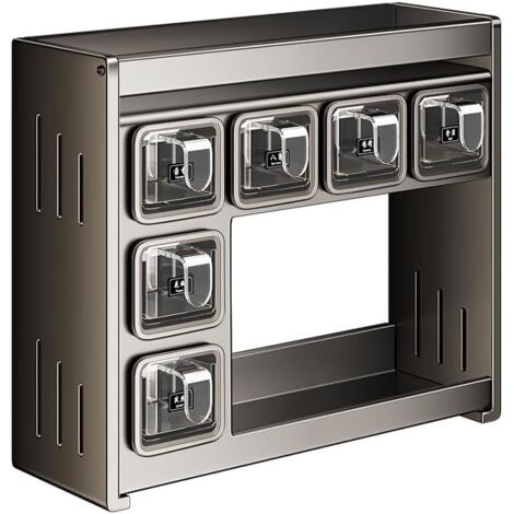 Étagère à épices de cuisine domestique, multifonctionnelle, non perforée, murale MSG, boîte de rangement pour épices et fournitures d'épices (1/4)