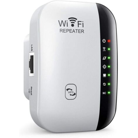 Amplificateur Wi-Fi, amplificateur de signal, répéteur de réseau sans fil, amplificateur longue portée avec port Ethernet, configuration en une seule touche, débit jusqu'à 300 Mbit/s (Blanc) (1/4)