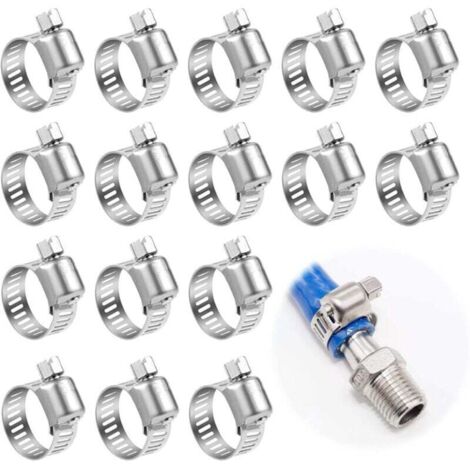 Colliers de serrage en métal 6-12 mm, colliers de serrage réglables en acier inoxydable 304 pour tuyaux d'eau domestiques (25 pièces 6-12 mm)