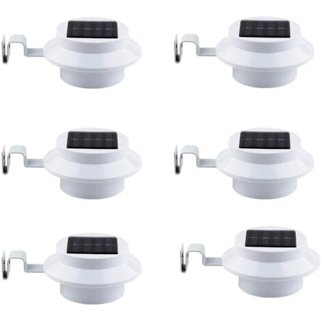 6Pcs Extérieure Solaire Gouttière Lumières Smart LED Night Light pour Yard Allée Pelouse Pathway (Blanc)